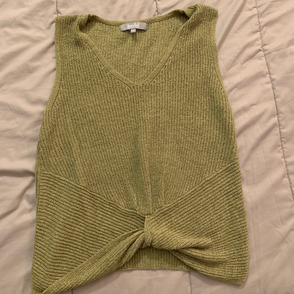 Tie Front Marled Sweater Tank